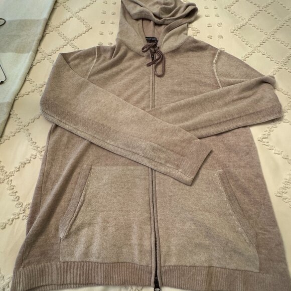 Autumn Cashmere Men's Zip Up Sweater - Light Brown - Picture 1 of 8